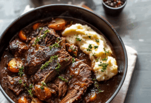 Tender Pot Roast with Mashed Potatoes